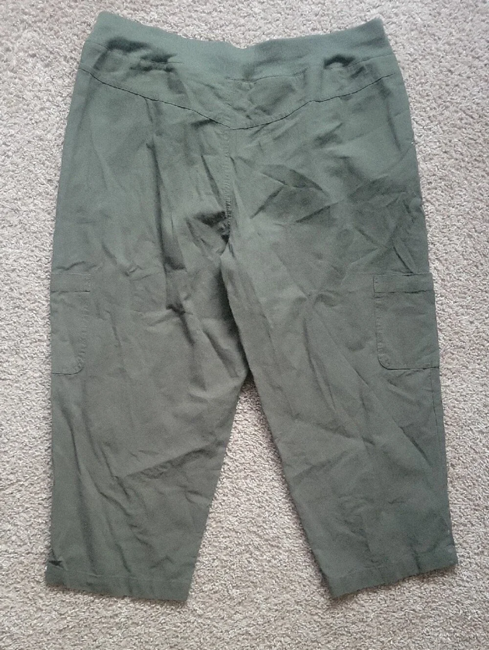Women's  Green Knit Cargo Pants with Elastic Waist Sz L
